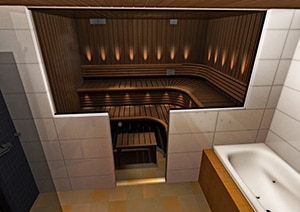 Sauna ceilings, L-shape L-shaped laude