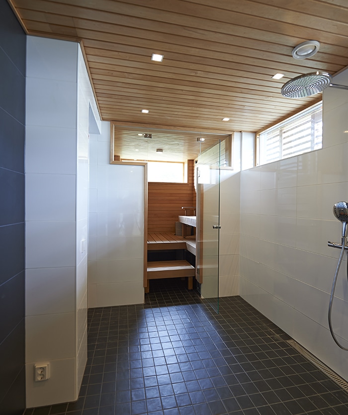 Sauna decks, tarred alder