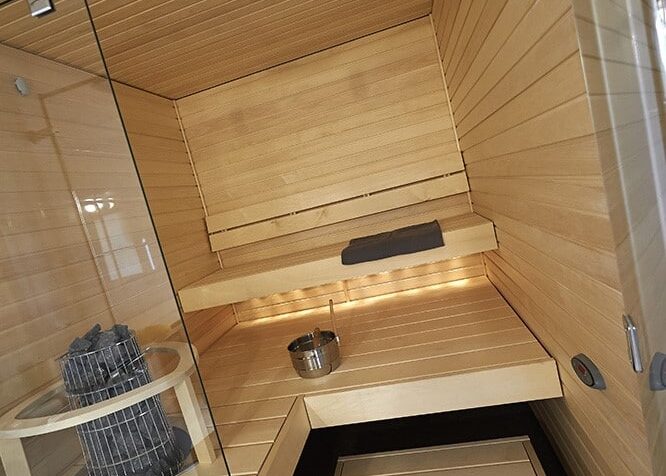 Sun Sauna New: White, wide and straight-red aspen panel now in stock!
