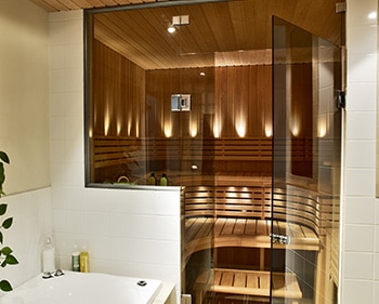 Sauna glass wall