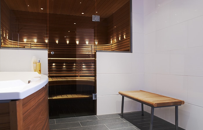 Sun Sauna glasvägg och glasdörr
