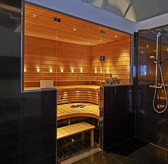 sauna glass partitions as half-glass partitions