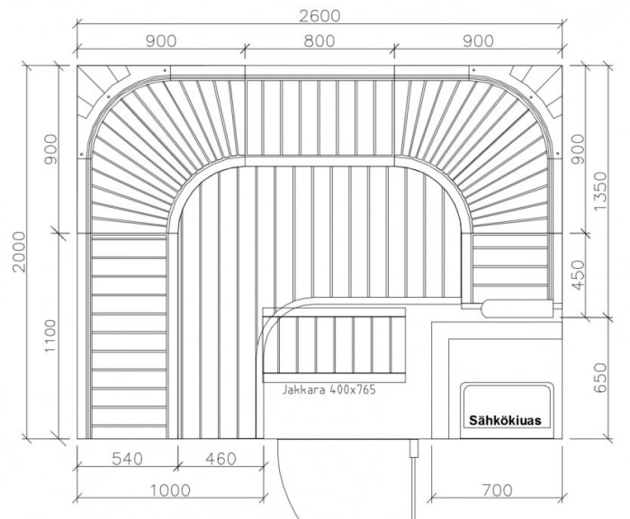 u shaped laude door in the middle